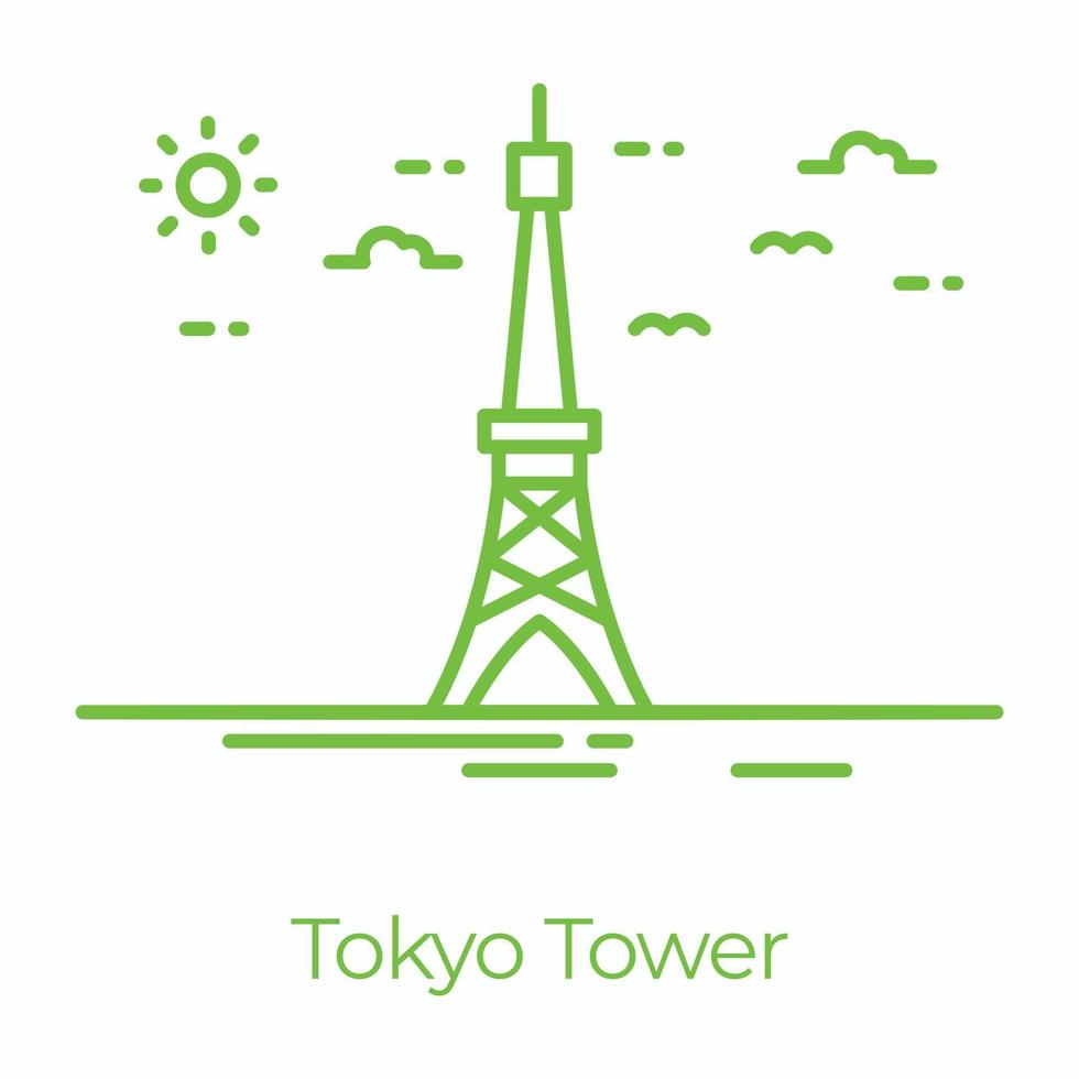modieus tokyo toren vector