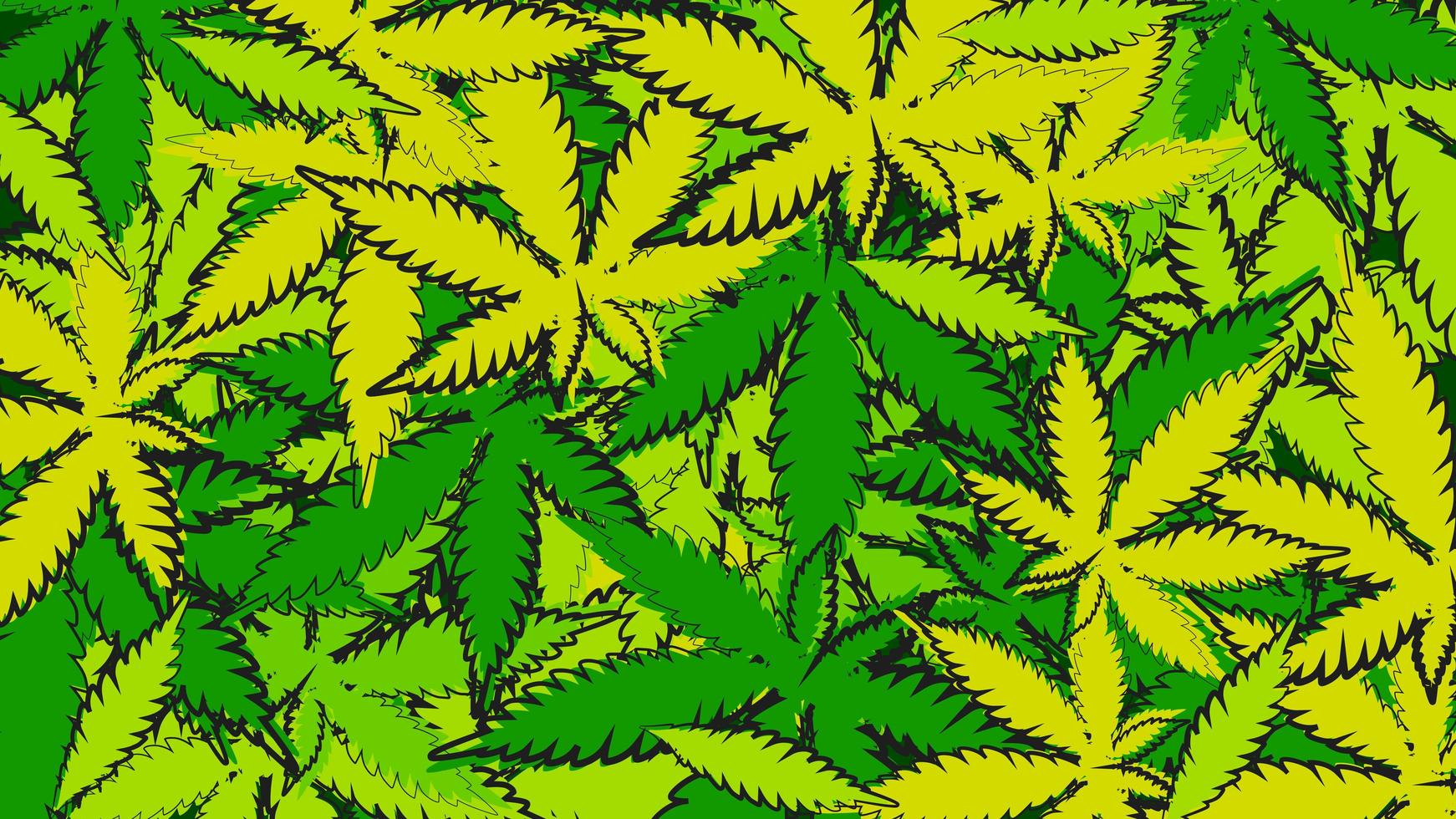 textuur van cannabisbladeren in doodle stijl vector