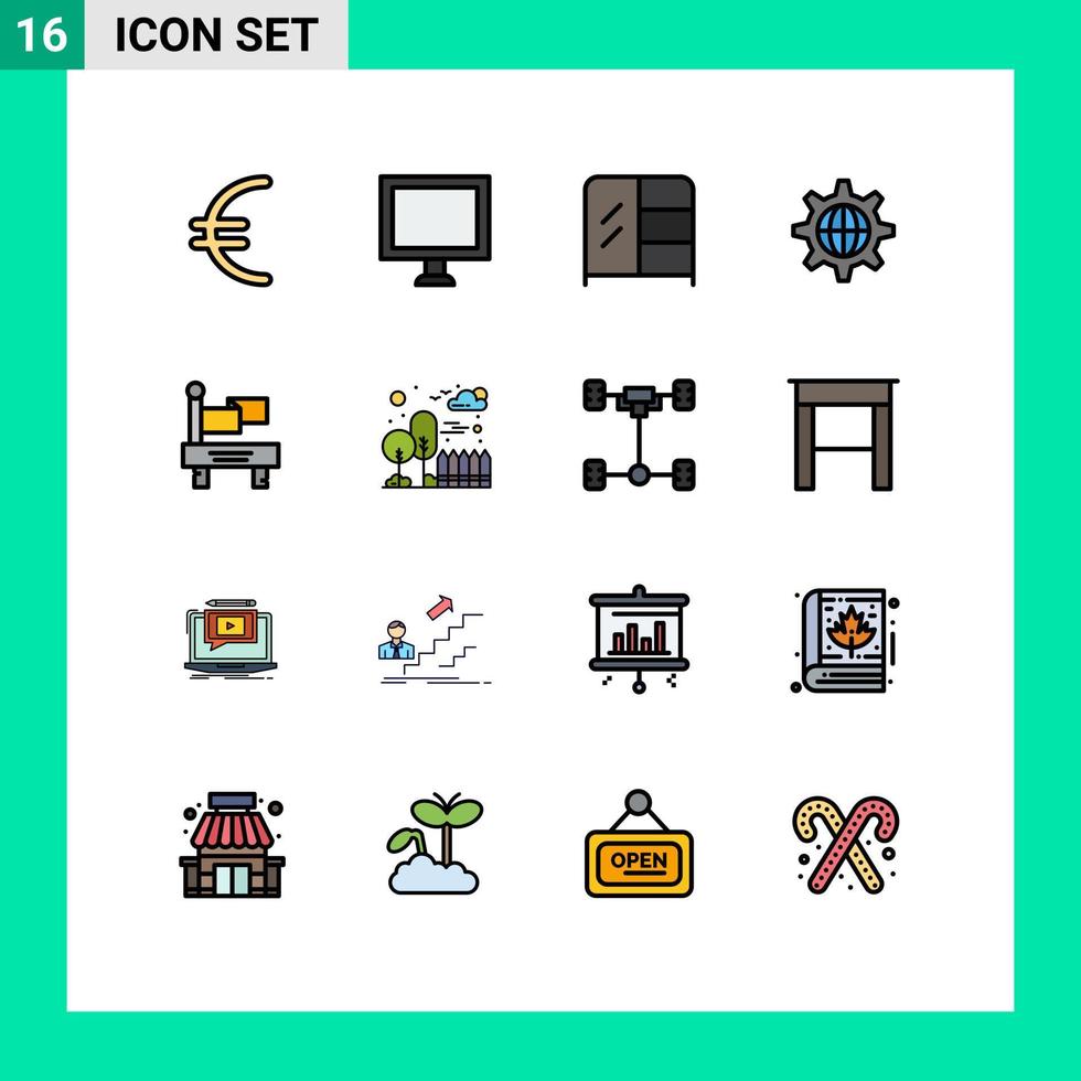 pictogram reeks van 16 gemakkelijk vlak kleur gevulde lijnen van stad vervoer garderobe trein internet bewerkbare creatief vector ontwerp elementen