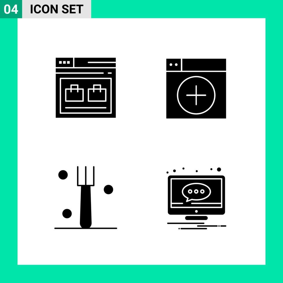 pak van 4 solide stijl icoon reeks glyph symbolen voor afdrukken creatief tekens geïsoleerd Aan wit achtergrond 4 icoon reeks vector