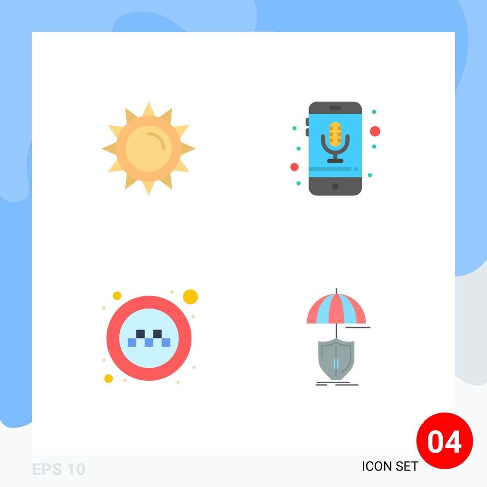 reeks van 4 modern ui pictogrammen symbolen tekens voor zon openbaar voorjaar telefoon tekens bewerkbare vector ontwerp elementen
