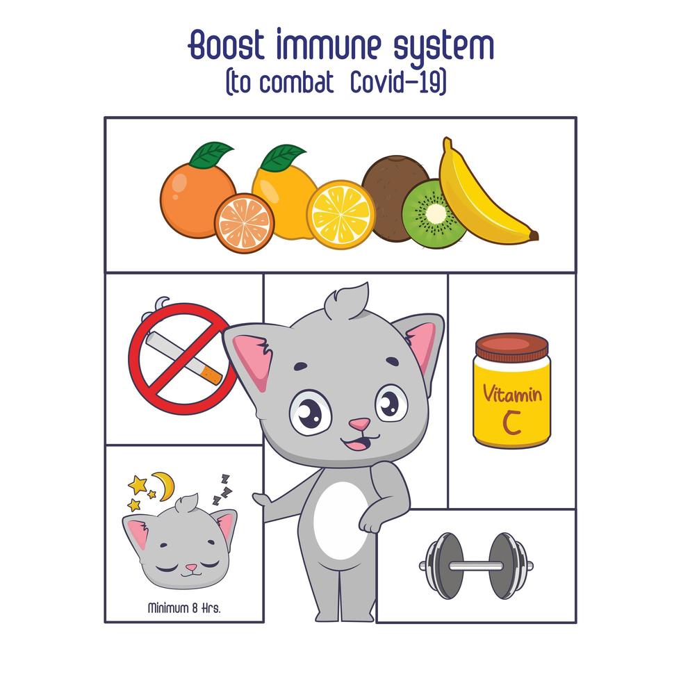 het immuunsysteem versterken om de coronaviruskaart te bestrijden vector