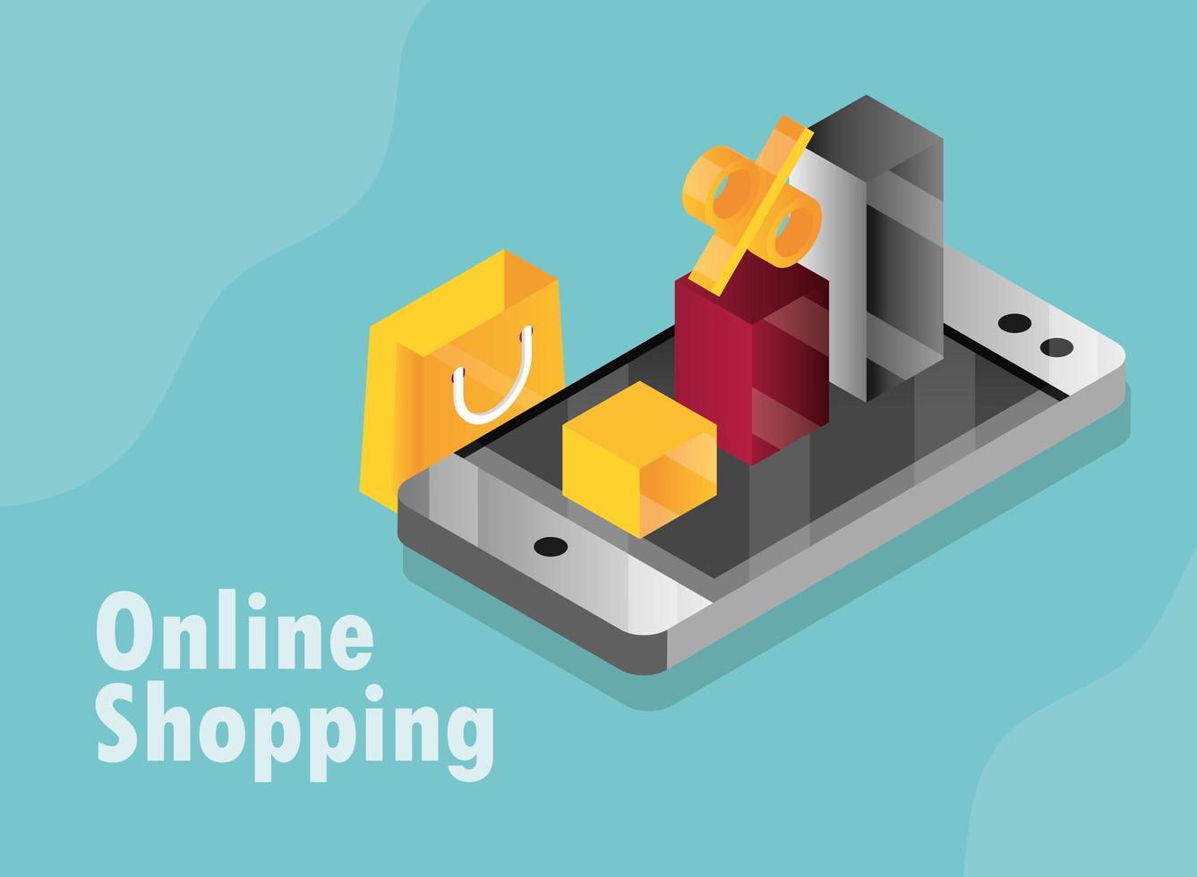 online winkelen en e-commerce isometrische samenstelling vector