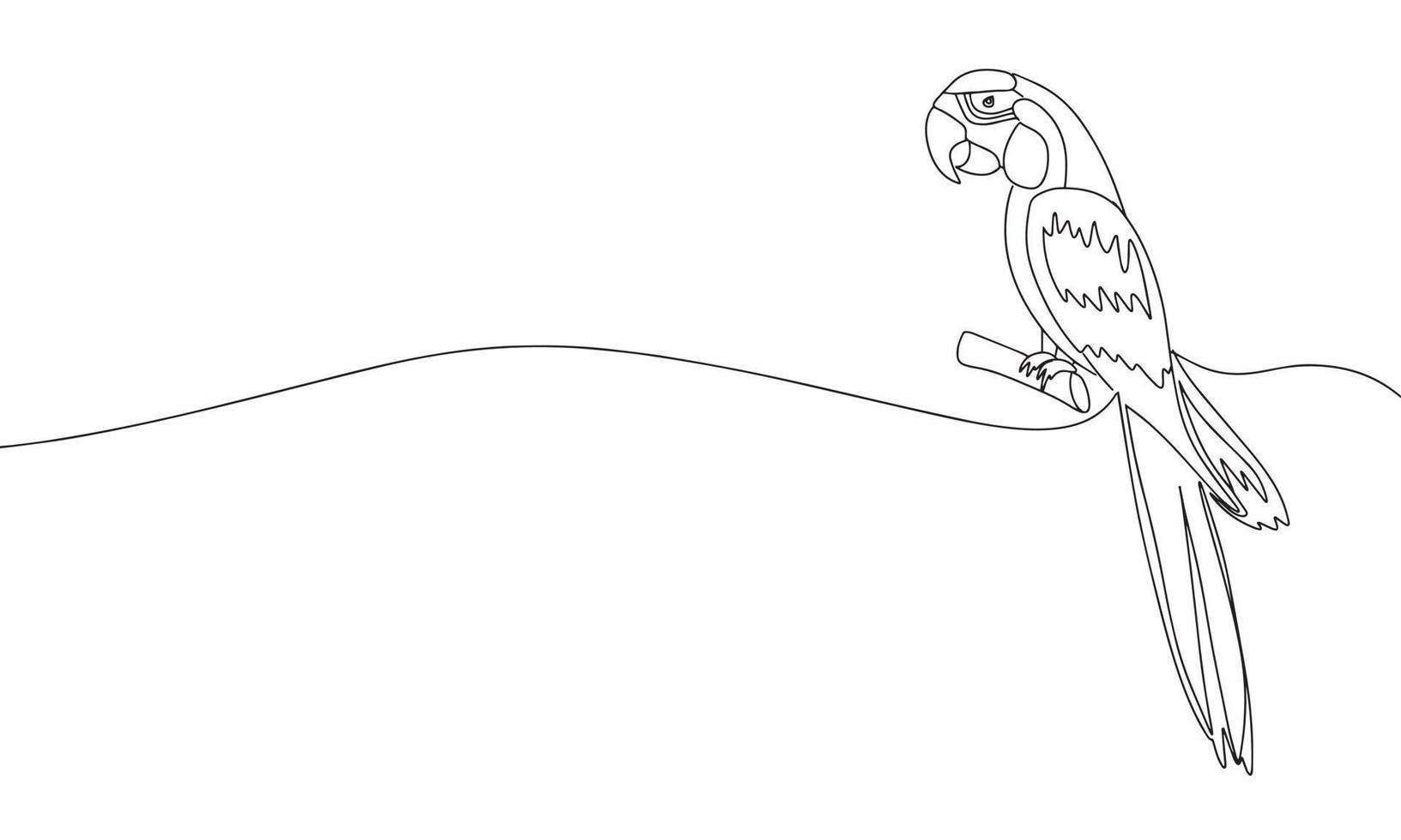 hand- trek papegaai in lijn kunst schets een gaat verder lijn. vector illustratie.