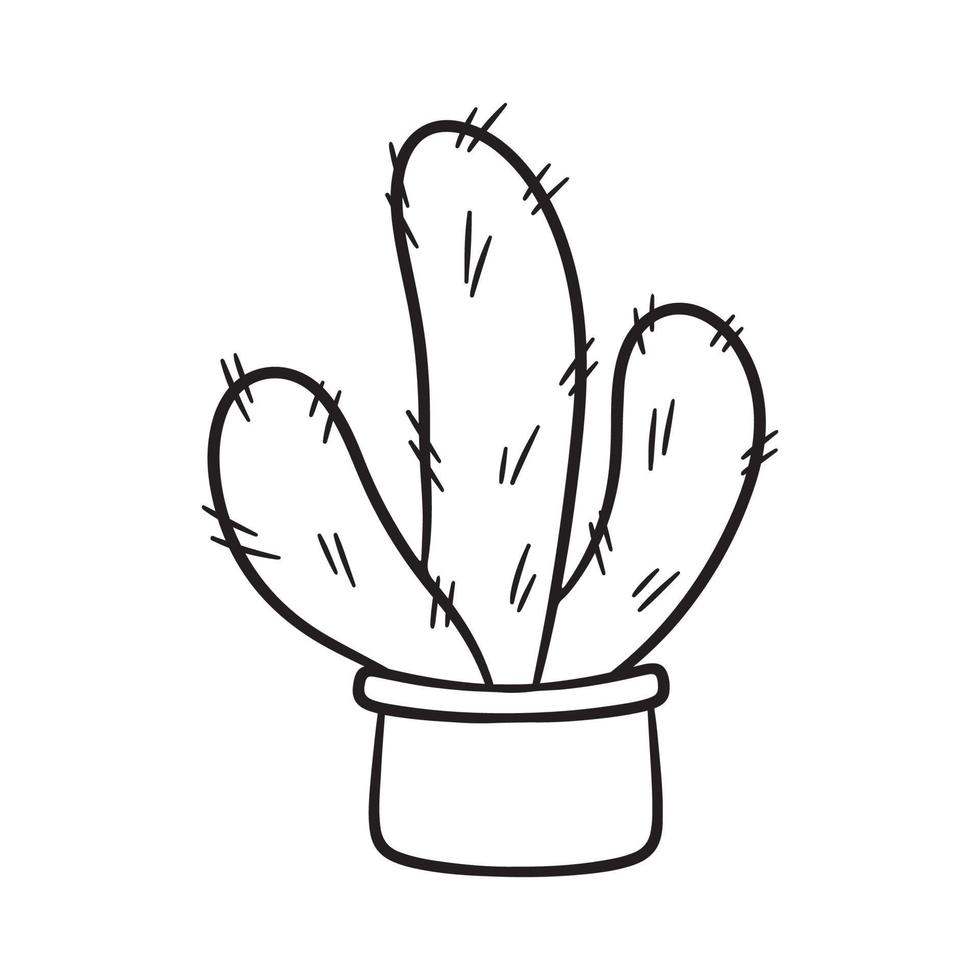 hand- getrokken cactus in pot vector