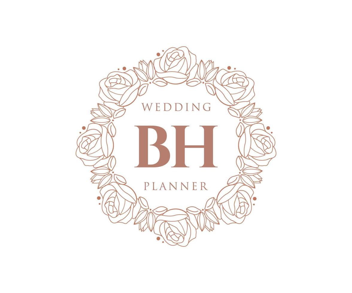 bh initialen brief bruiloft monogram logos verzameling, hand- getrokken modern minimalistisch en bloemen Sjablonen voor uitnodiging kaarten, opslaan de datum, elegant identiteit voor restaurant, boetiek, cafe in vector