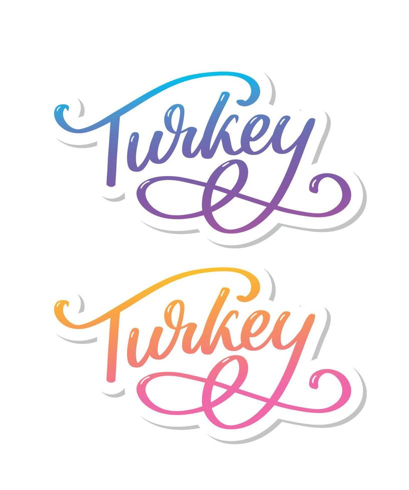 Turkije belettering. handgeschreven naam van het land. vectorontwerpsjabloon. vector