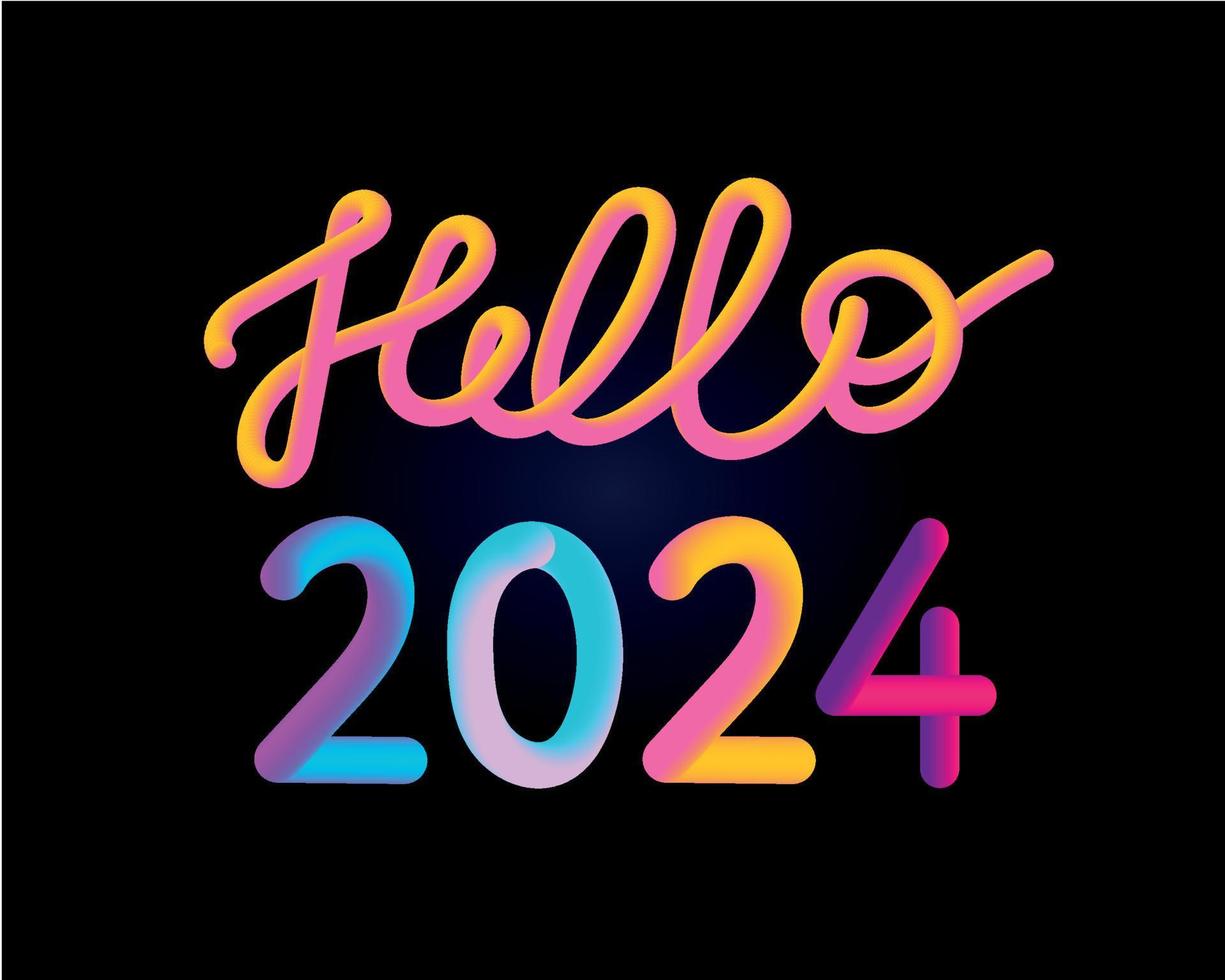 gelukkig nieuw jaar 2023 2024 toekomst metaverse neon tekst neon met metaal effect, getallen en futurisme lijnen. vector groet kaart, banier, felicitatie poster 3d illustratie.