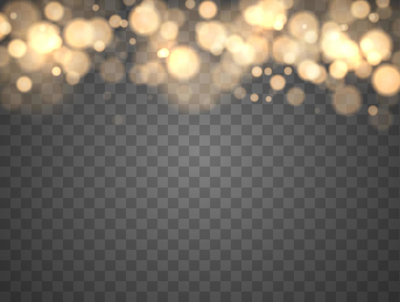 gouden bokeh lichten met gloeiend deeltjes geïsoleerd. vector