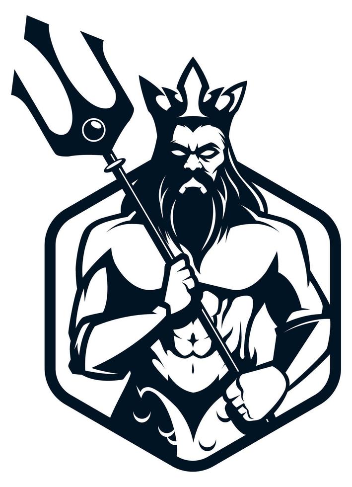 Poseidon god logo vector