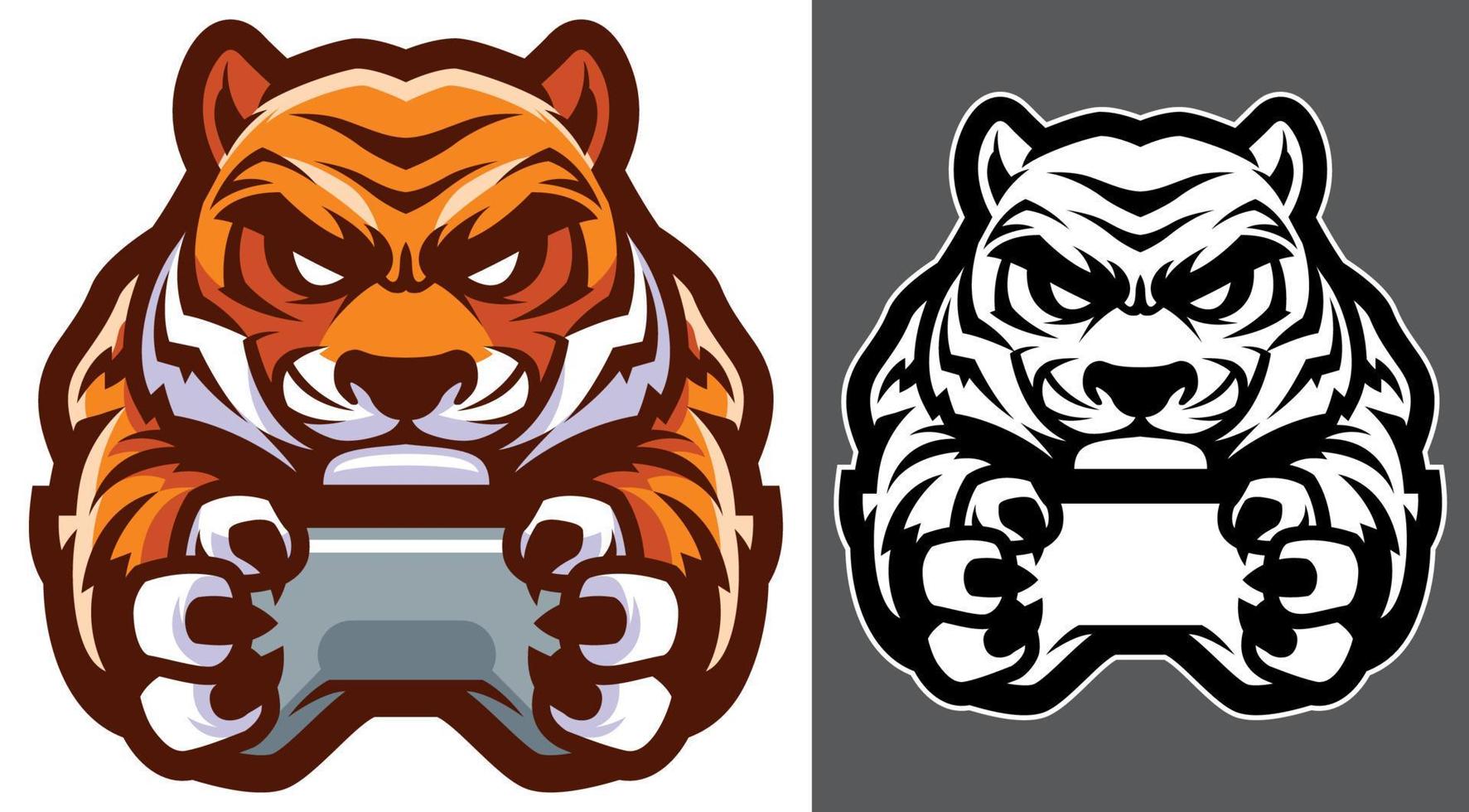 tijger gamer mascotte 2 vector