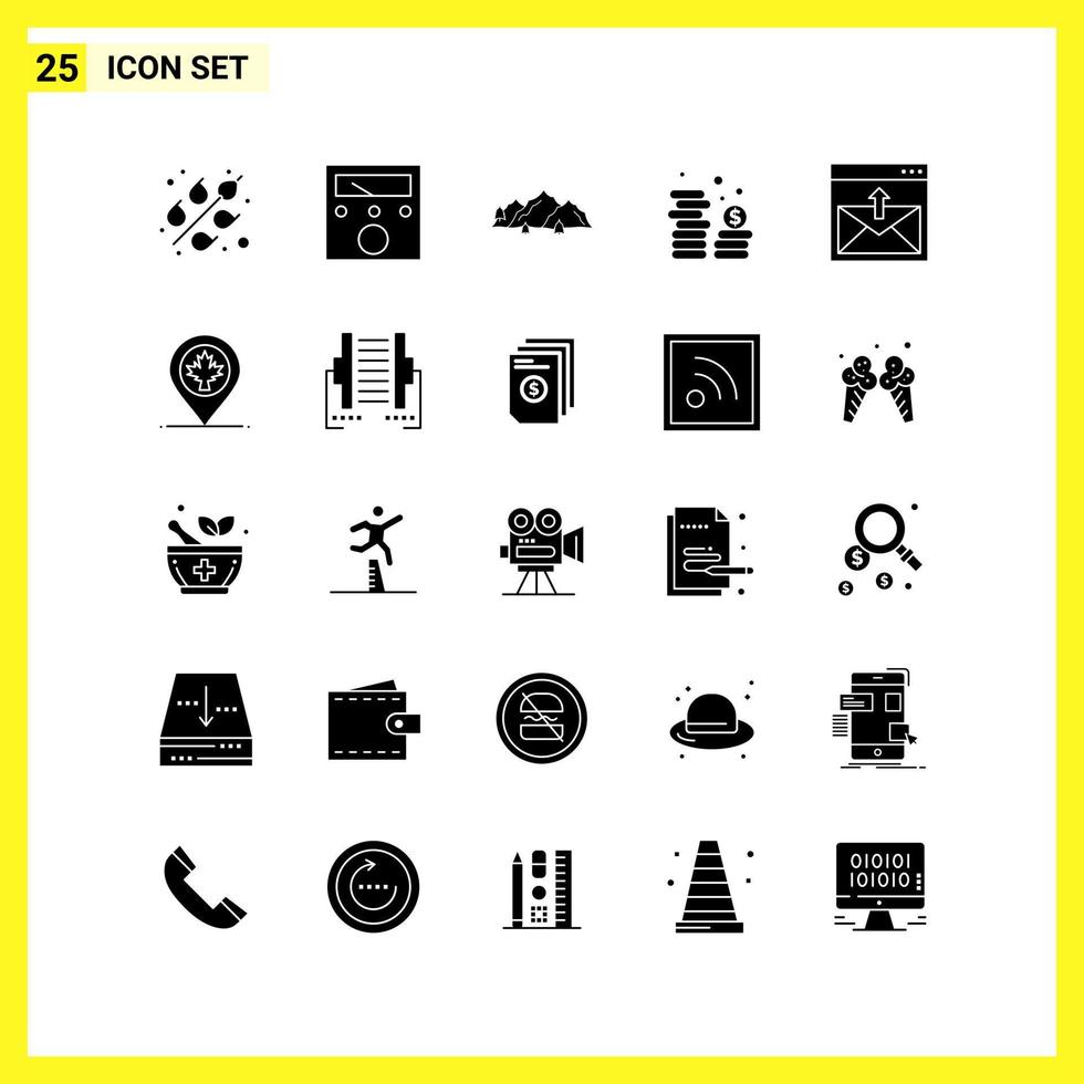 25 icoon set. gemakkelijk solide symbolen. glyph teken Aan wit achtergrond voor website ontwerp mobiel toepassingen en afdrukken media. vector