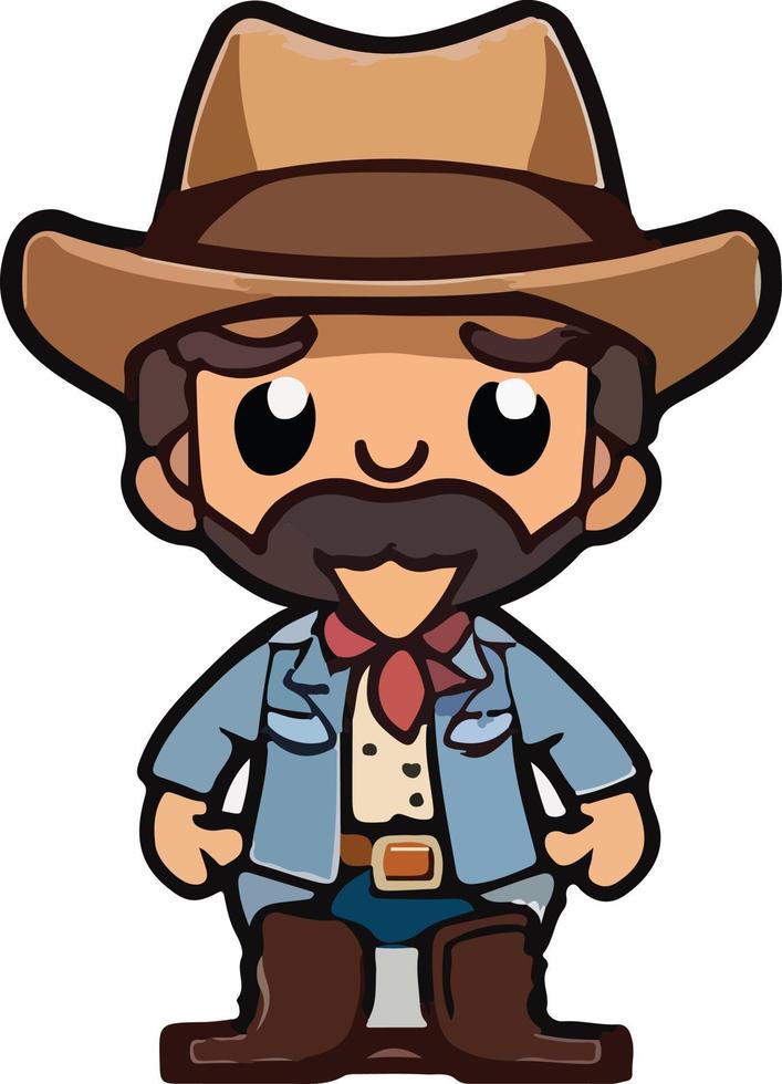 kawaii schattig cowboy chibi illustratie vector