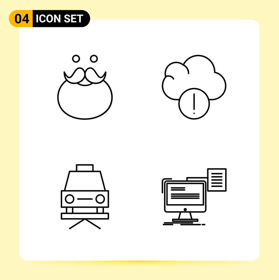 4 creatief pictogrammen voor modern website ontwerp en snel reagerend mobiel apps. 4 schets symbolen tekens Aan wit achtergrond. 4 icoon pak. vector