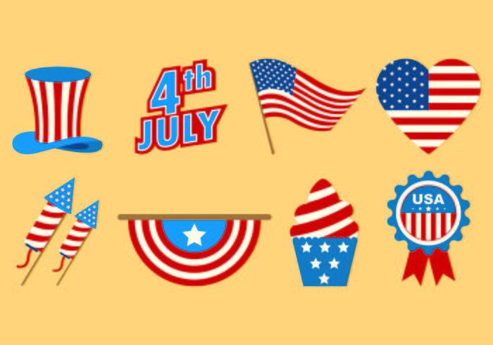Set Icons Independence Day vector
