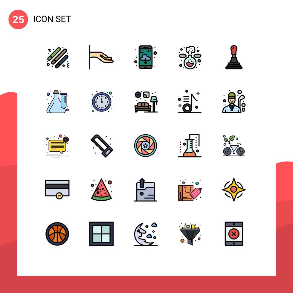 reeks van 25 modern ui pictogrammen symbolen tekens voor cultuur versnellingsbak app downloaden auto laboratorium bewerkbare vector ontwerp elementen