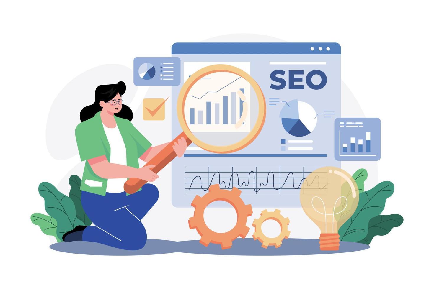 seo manager illustratie concept. een vlak illustratie geïsoleerd Aan wit achtergrond vector