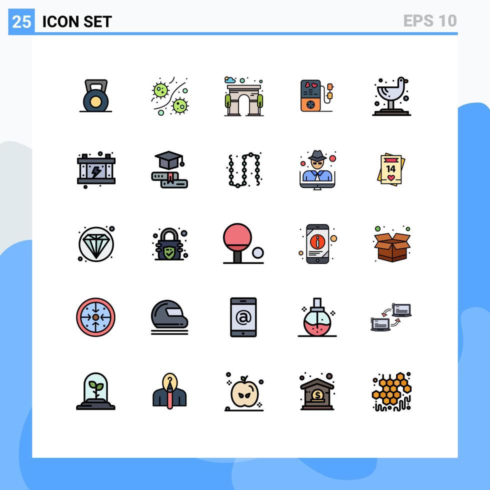 voorraad vector icoon pak van 25 lijn tekens en symbolen voor zeemeeuw bruiloft virussen hart poort bewerkbare vector ontwerp elementen