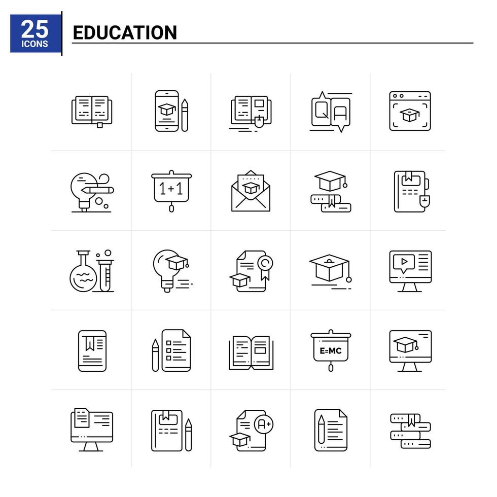 25 onderwijs icoon reeks vector achtergrond