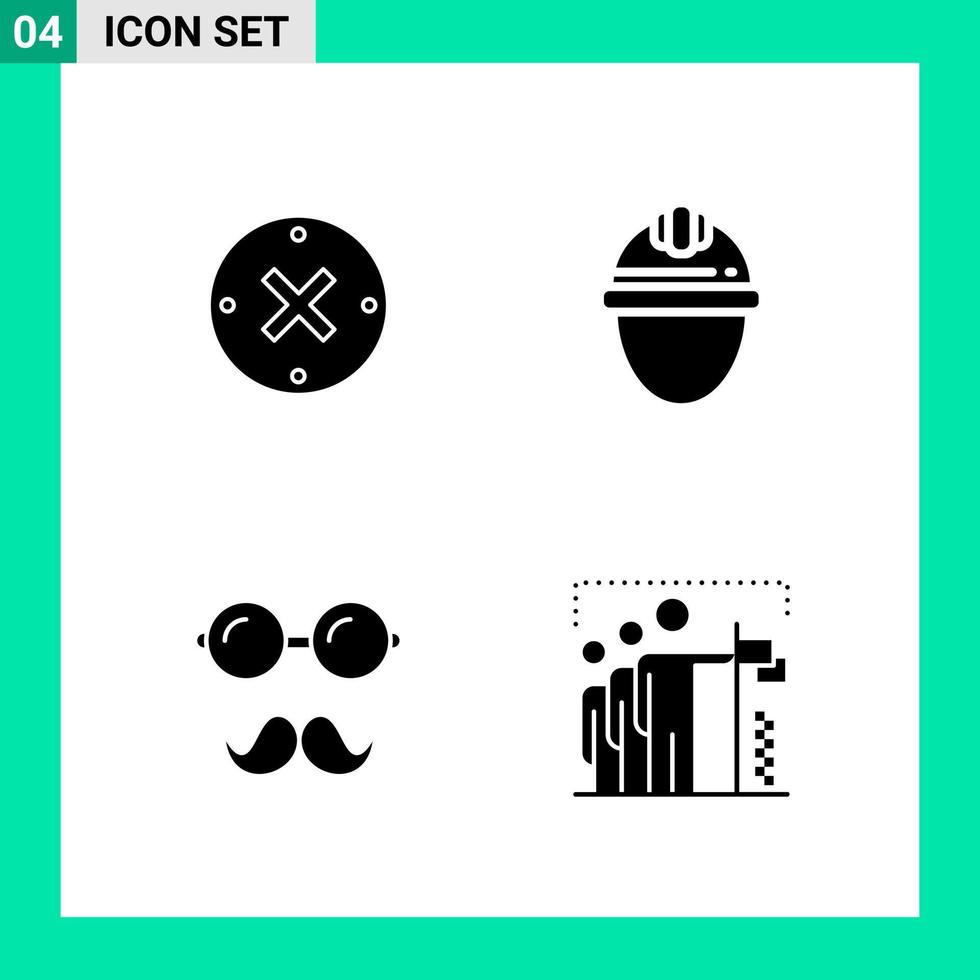 pak van 4 solide stijl icoon set. glyph symbolen voor afdrukken. creatief tekens geïsoleerd Aan wit achtergrond. 4 icoon set. vector