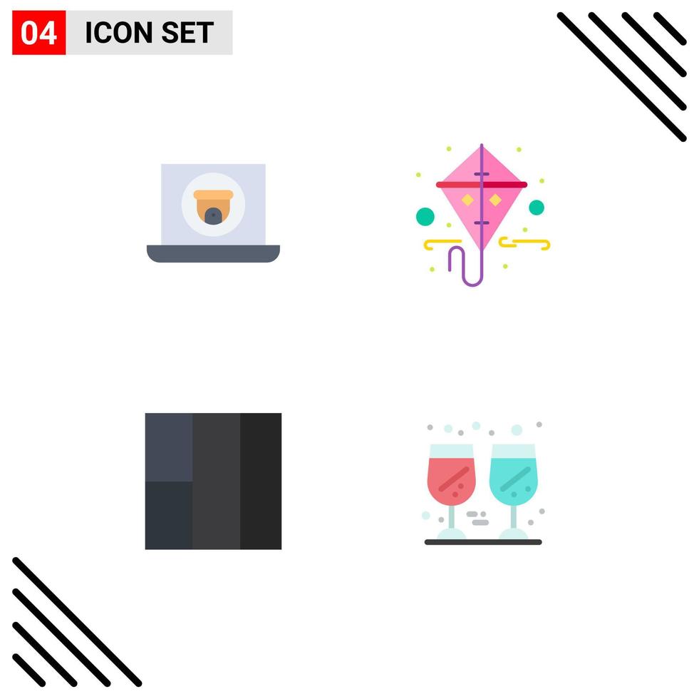 pictogram reeks van 4 gemakkelijk vlak pictogrammen van multimedia lay-out camera mardi glas bewerkbare vector ontwerp elementen