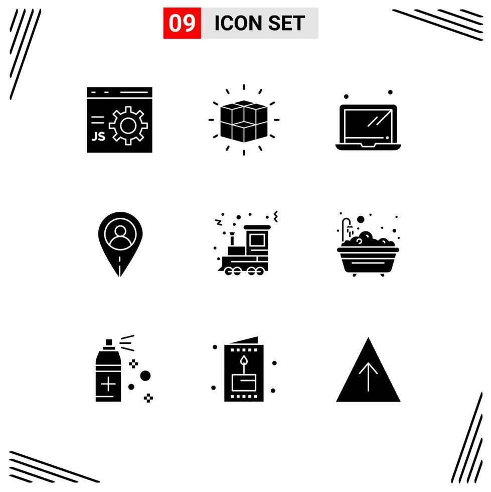 9 creatief pictogrammen modern tekens en symbolen van festival gebruiker oplossing kaart laptop bewerkbare vector ontwerp elementen