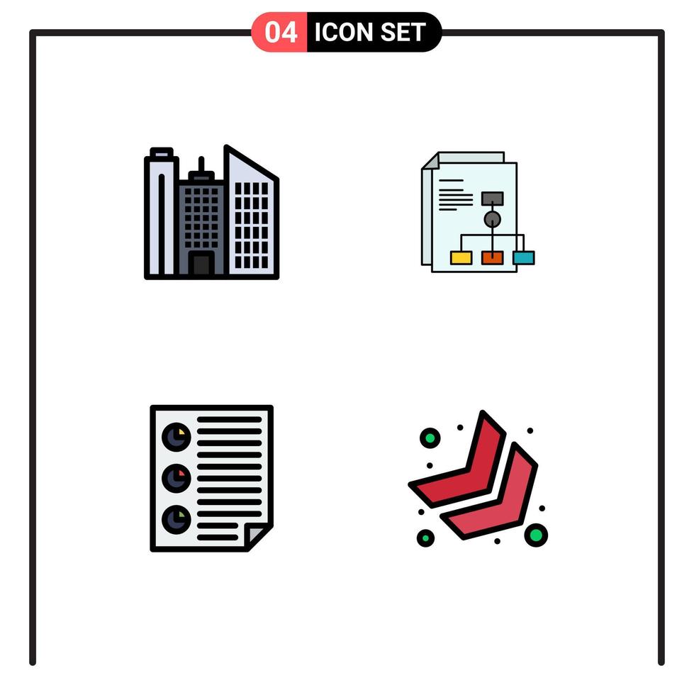 voorraad vector icoon pak van 4 lijn tekens en symbolen voor gebouw vier presentatie verslag doen van verslag doen van bewerkbare vector ontwerp elementen