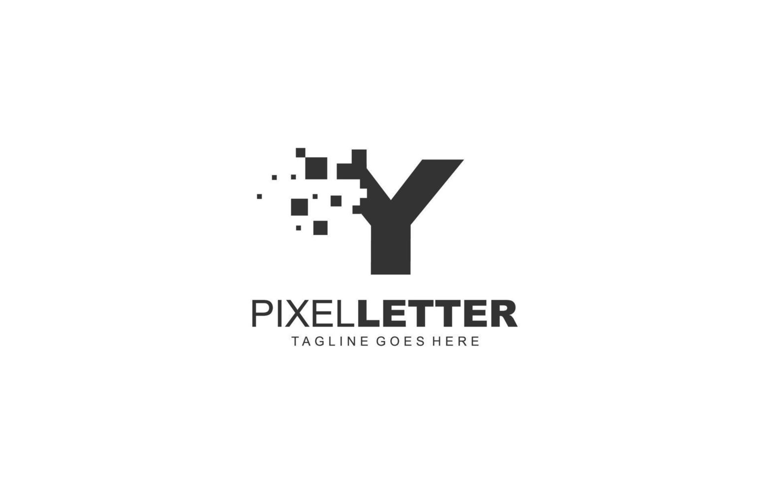 y logo pixel voor branding bedrijf. digitaal sjabloon vector illustratie voor uw merk.