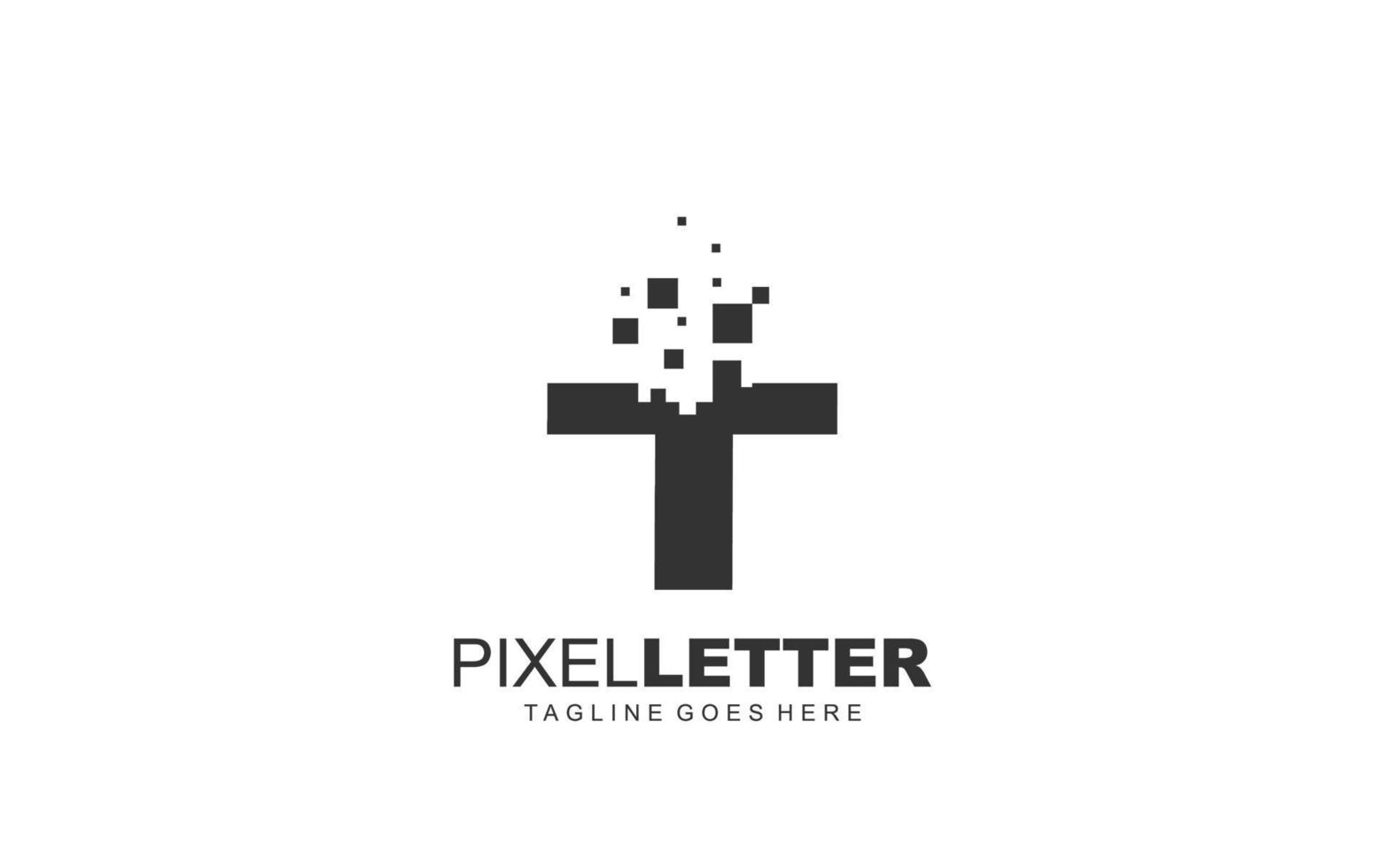 t logo pixel voor branding bedrijf. digitaal sjabloon vector illustratie voor uw merk.