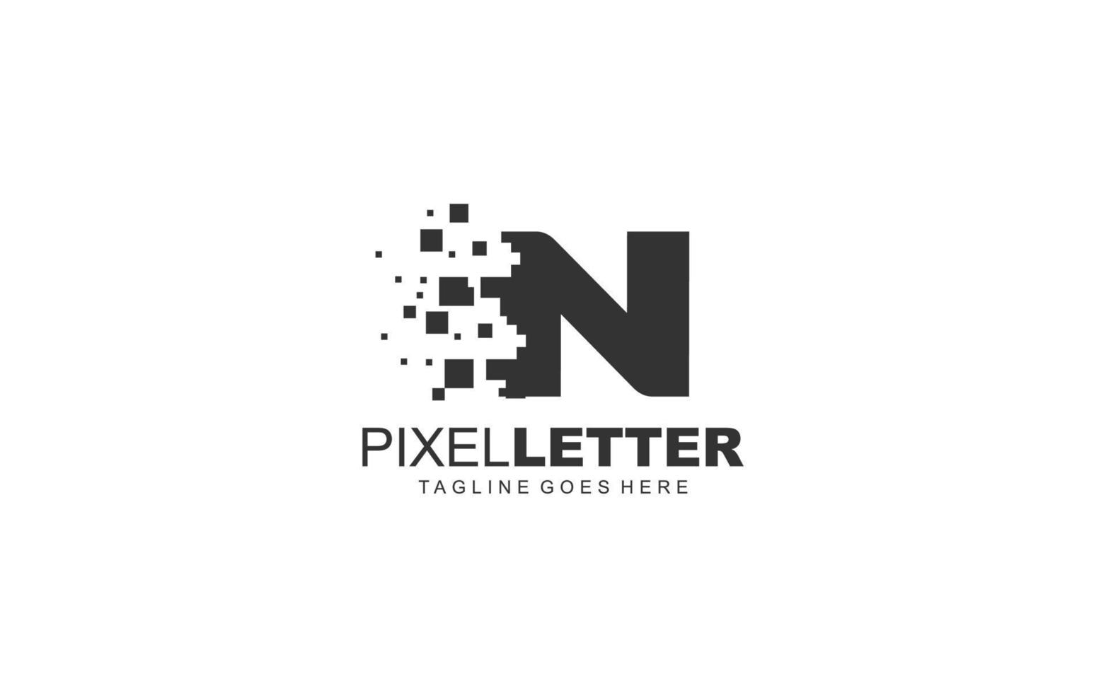 n logo pixel voor branding bedrijf. digitaal sjabloon vector illustratie voor uw merk.