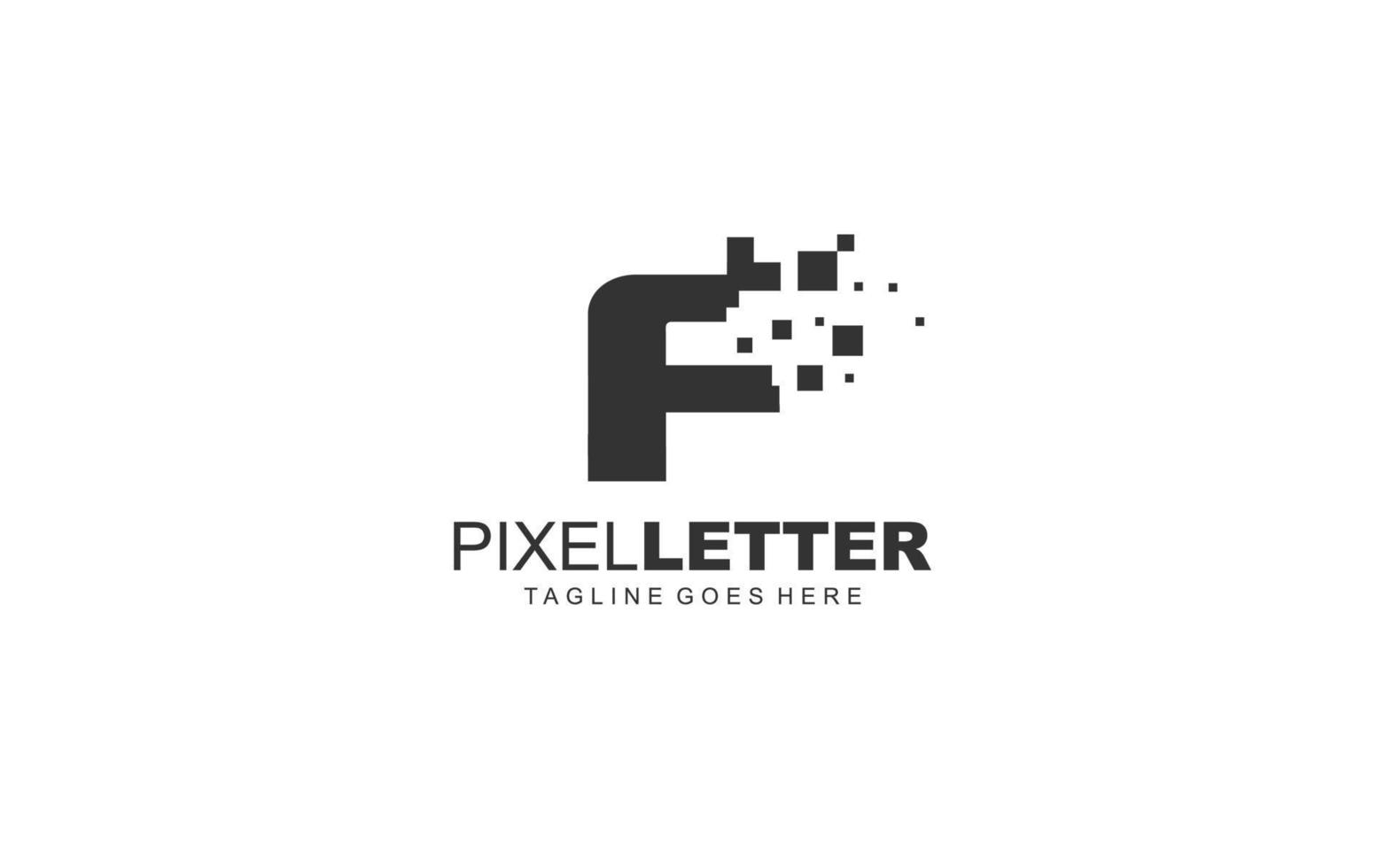 f logo pixel voor branding bedrijf. digitaal sjabloon vector illustratie voor uw merk.