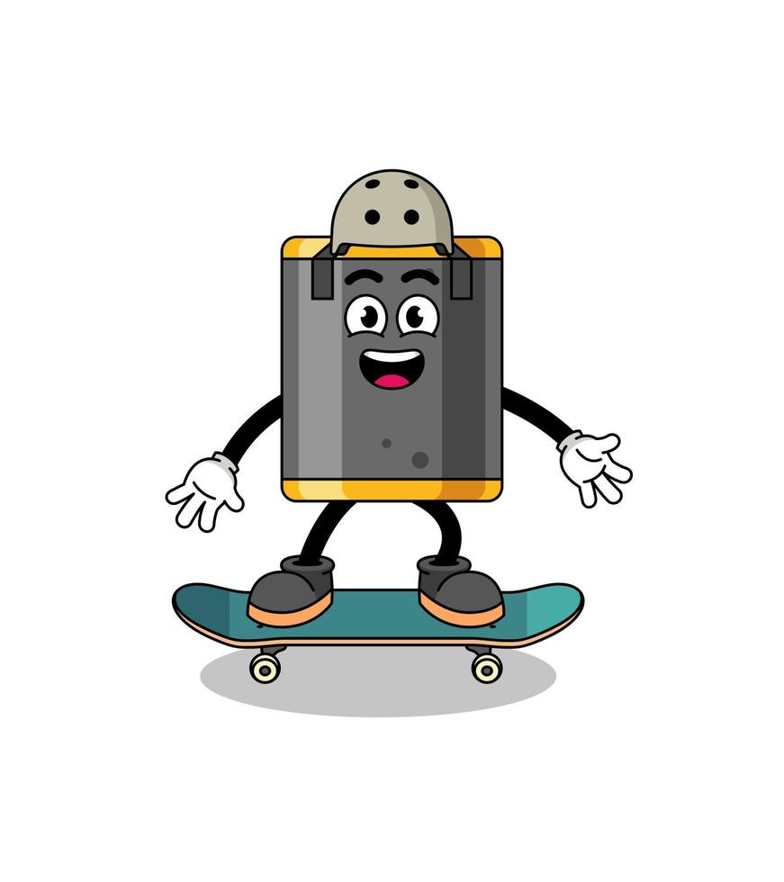 ponsen zak mascotte spelen een skateboard vector