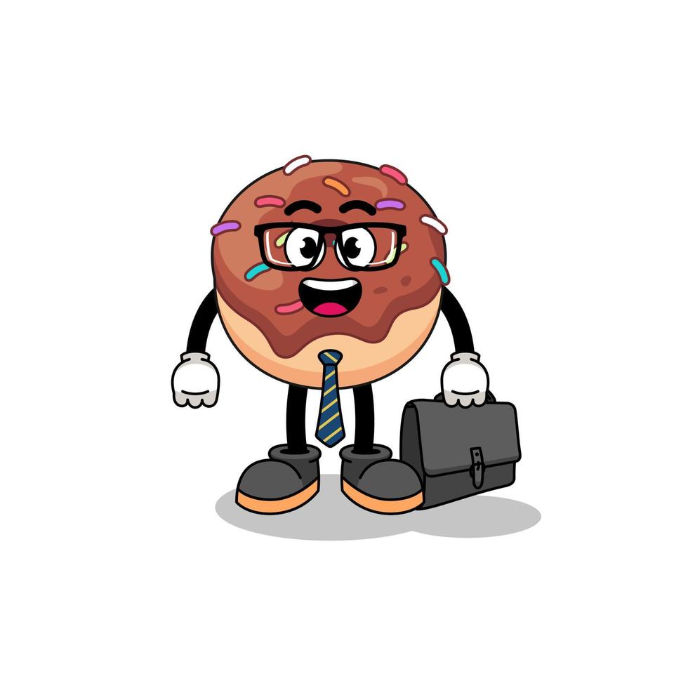 donuts mascotte net zo een zakenman vector