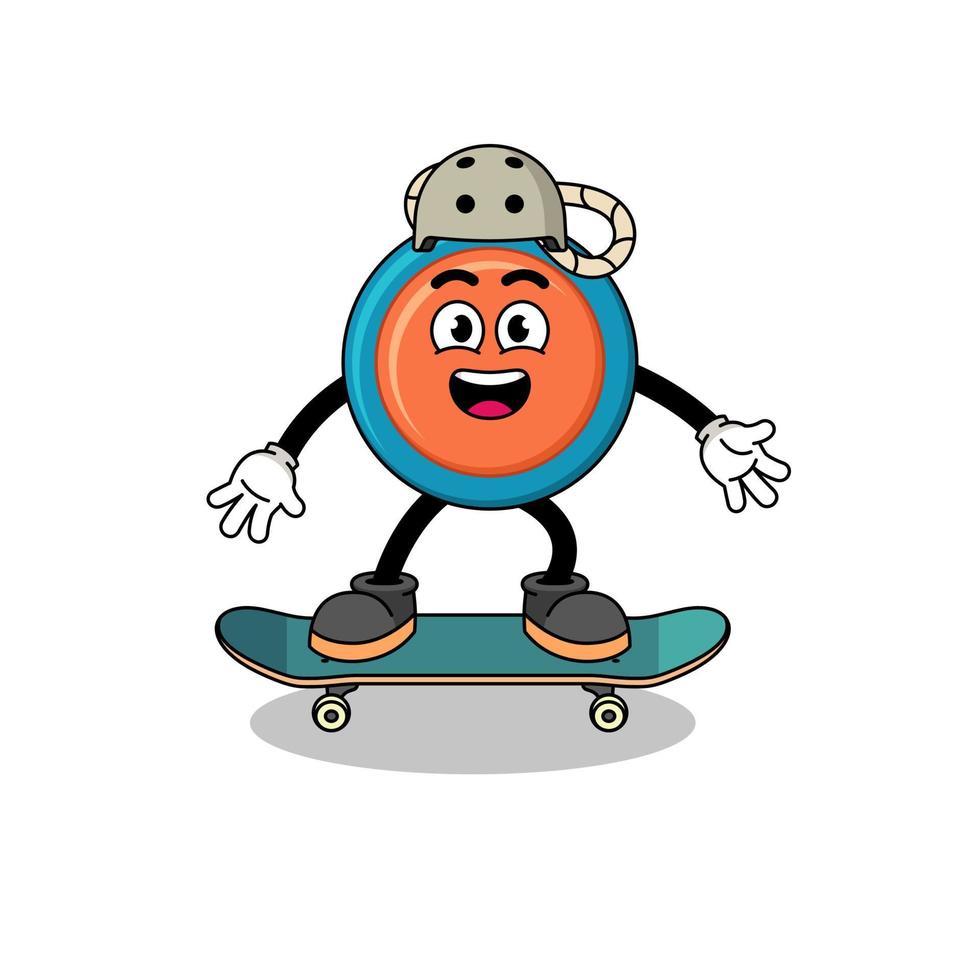 yoyo mascotte spelen een skateboard vector