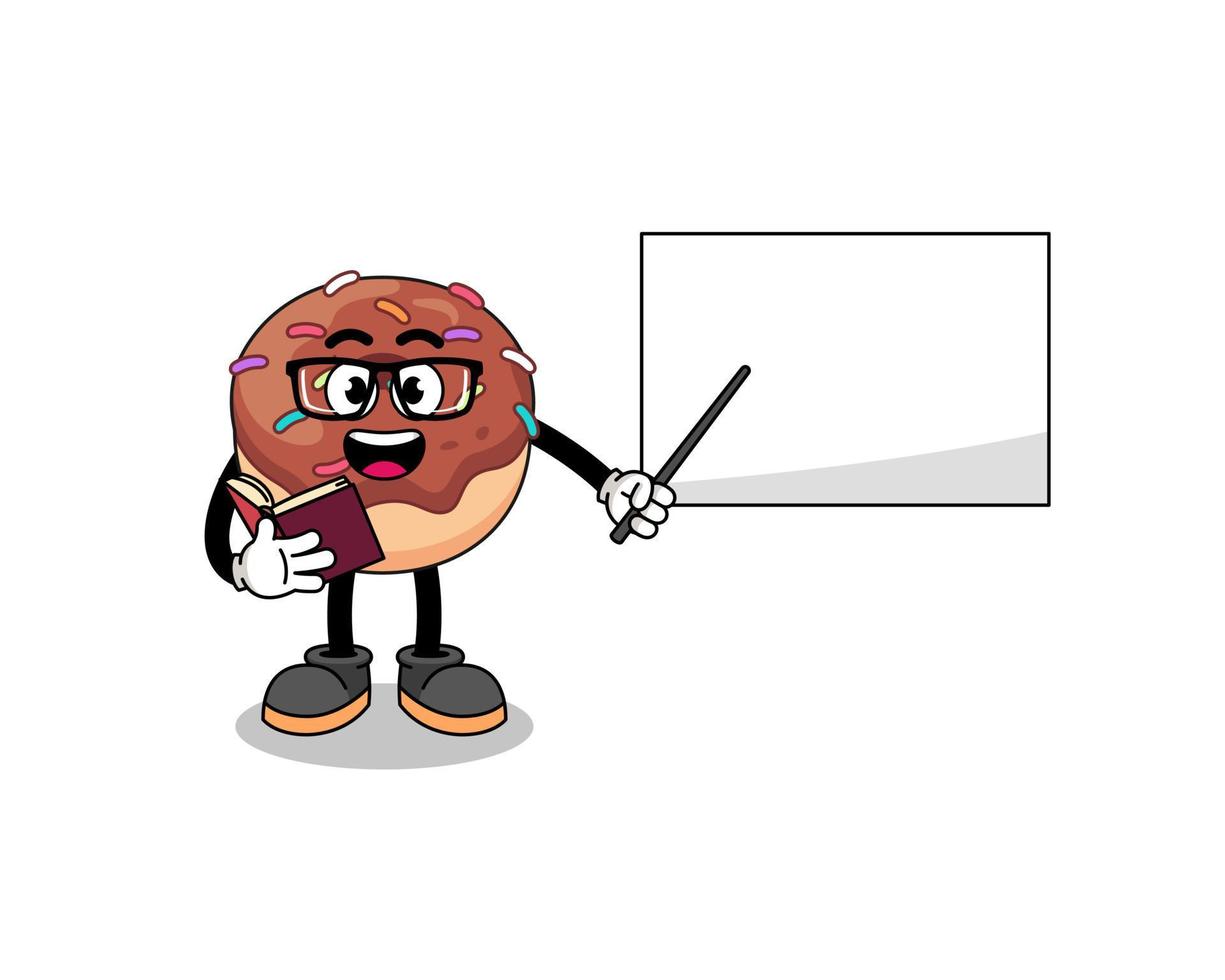 mascotte tekenfilm van donuts leraar vector