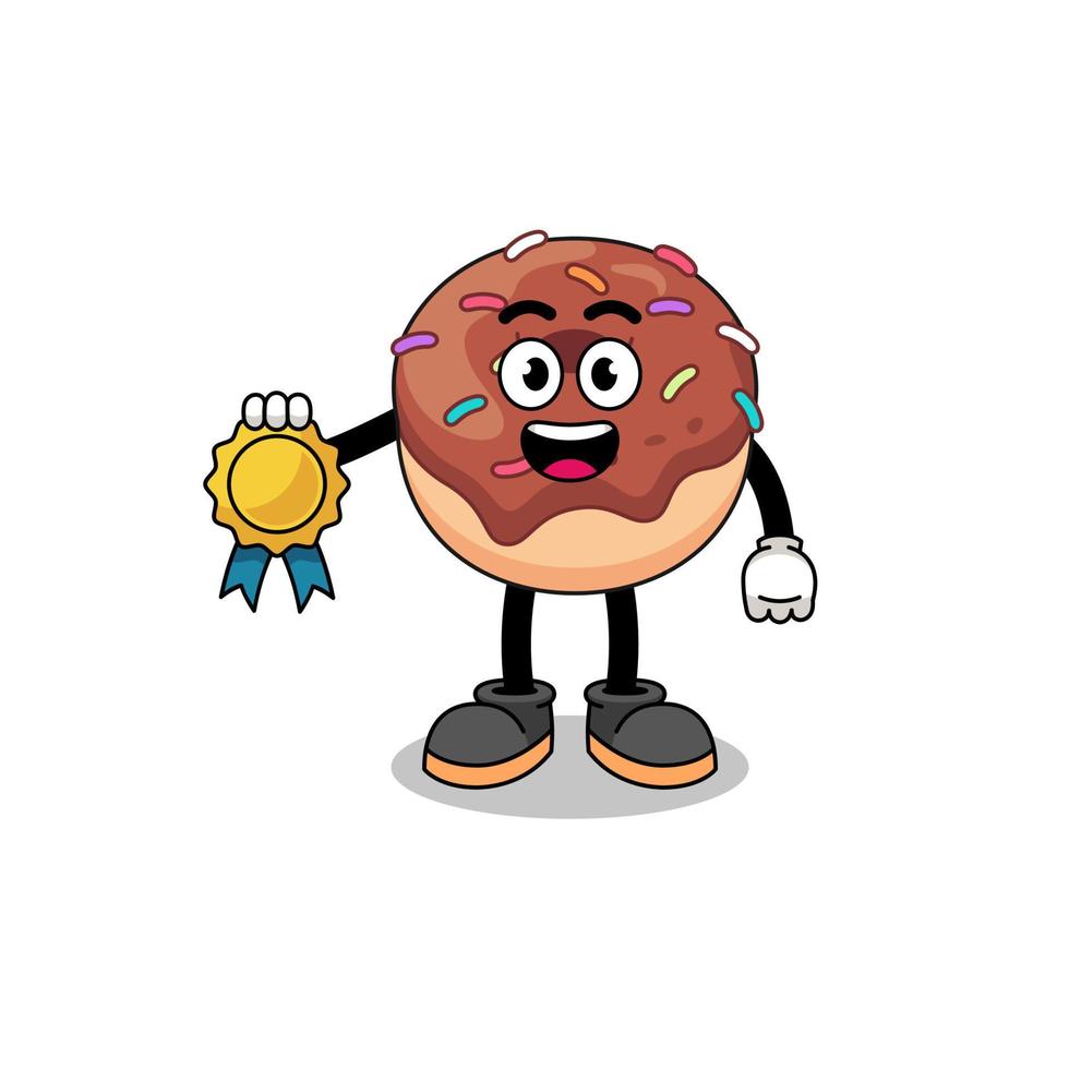 donuts tekenfilm illustratie met tevredenheid gegarandeerd medaille vector