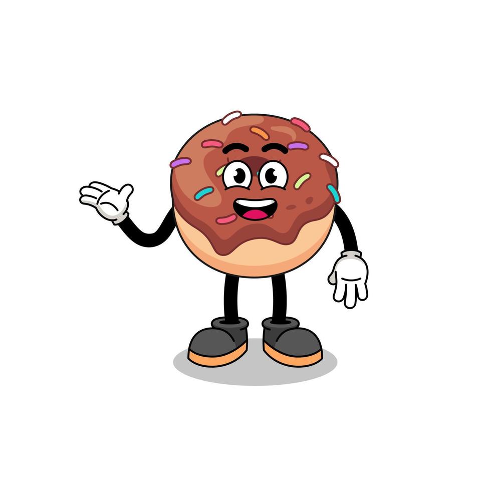 donuts tekenfilm met Welkom houding vector