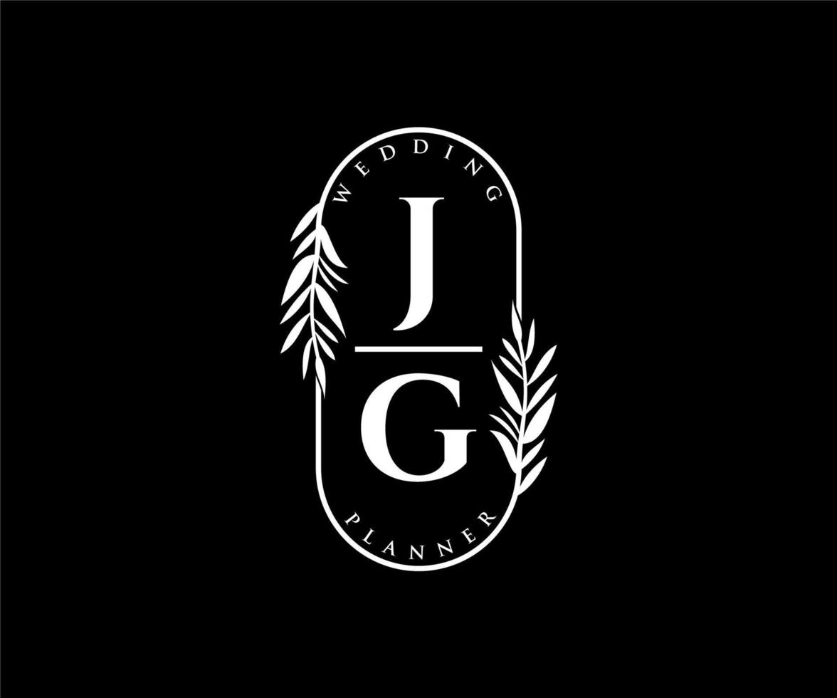 jg initialen brief bruiloft monogram logos verzameling, hand- getrokken modern minimalistisch en bloemen Sjablonen voor uitnodiging kaarten, opslaan de datum, elegant identiteit voor restaurant, boetiek, cafe in vector