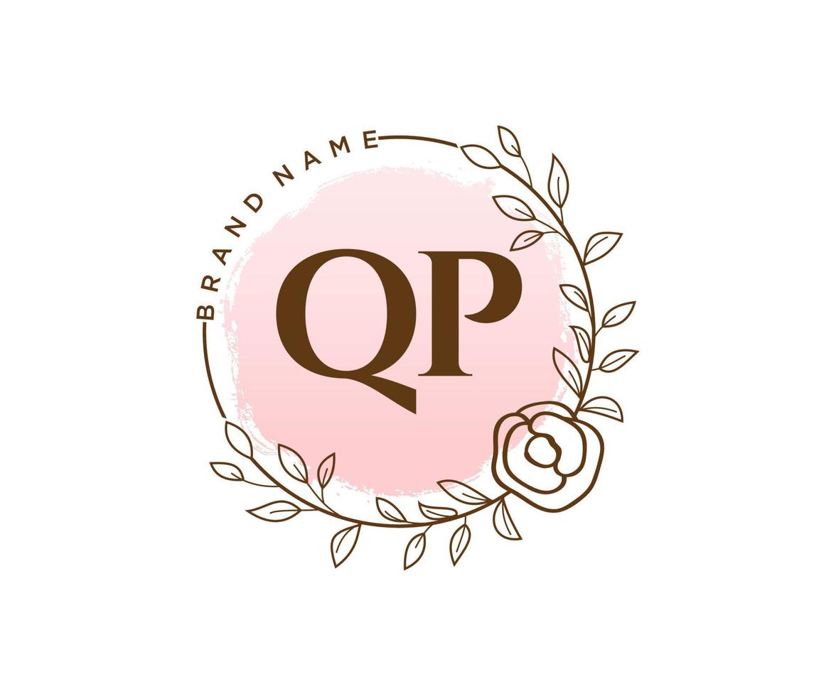 eerste qp vrouwelijk logo. bruikbaar voor natuur, salon, spa, kunstmatig en schoonheid logo's. vlak vector logo ontwerp sjabloon element.