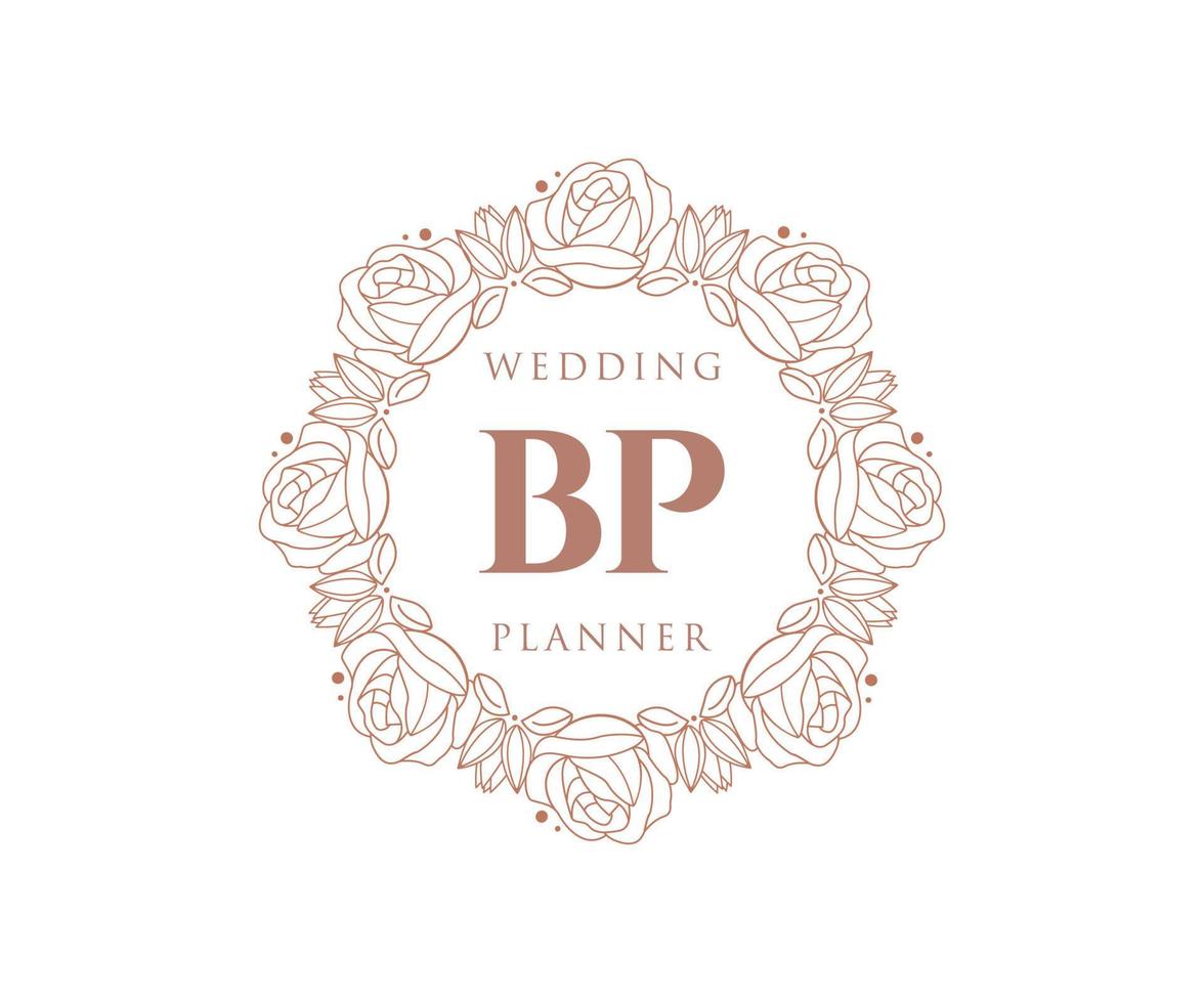 bp initialen brief bruiloft monogram logos verzameling, hand- getrokken modern minimalistisch en bloemen Sjablonen voor uitnodiging kaarten, opslaan de datum, elegant identiteit voor restaurant, boetiek, cafe in vector