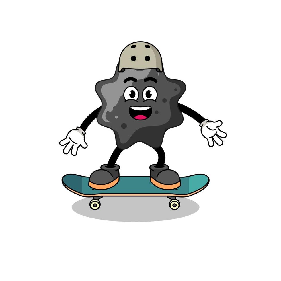 inkt mascotte spelen een skateboard vector