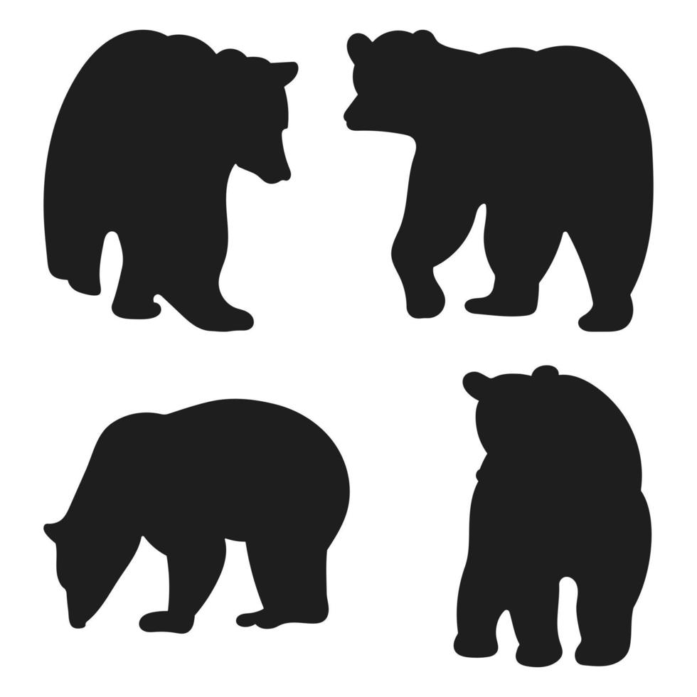 vector reeks van klompvoet beer staan, verschillend silhouetten van zoogdieren wild dieren hand- getrokken, geïsoleerd vector