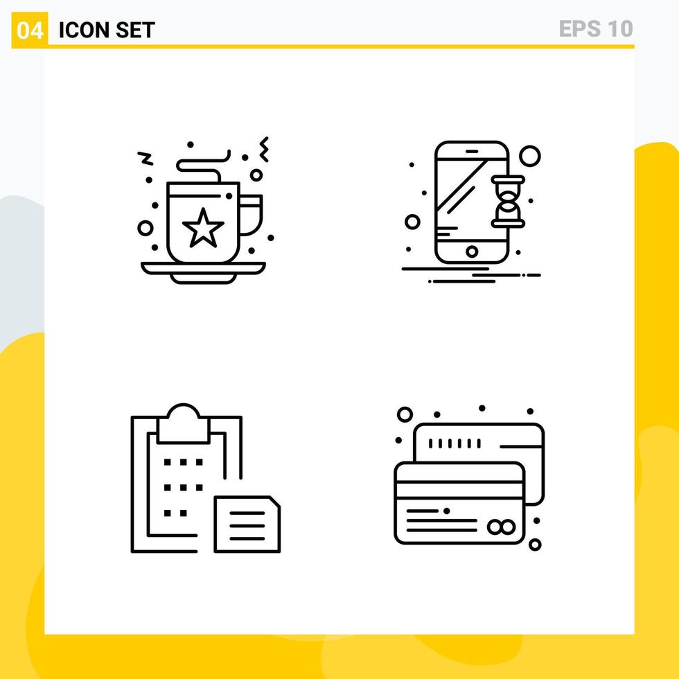 verzameling van 4 universeel lijn pictogrammen. icoon reeks voor web en mobiel. vector