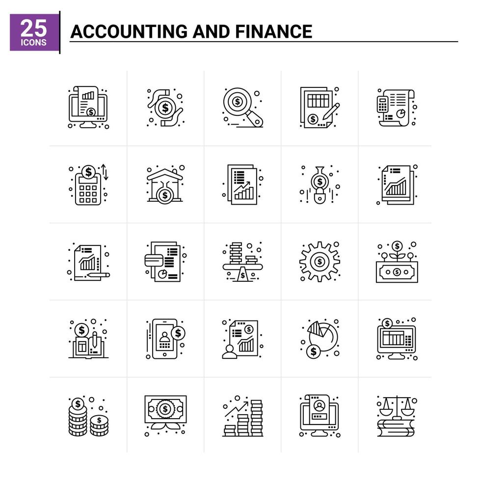 25 accounting en financiën icoon set. vector achtergrond