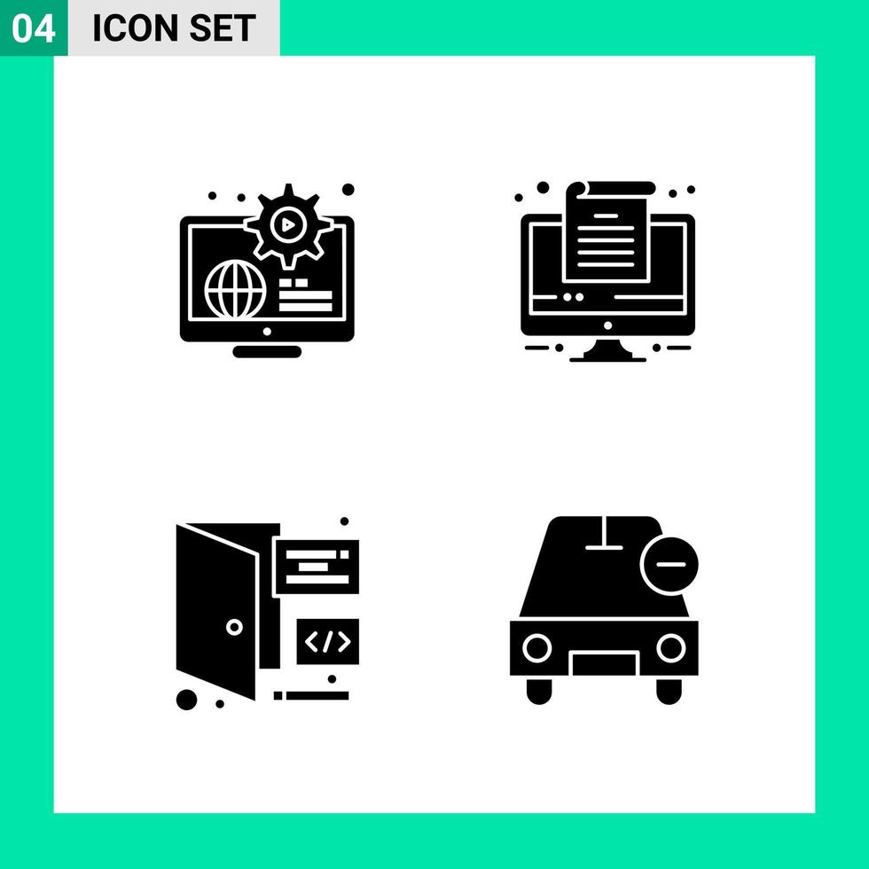 pak van 4 solide stijl icoon set. glyph symbolen voor afdrukken. creatief tekens geïsoleerd Aan wit achtergrond. 4 icoon set. vector