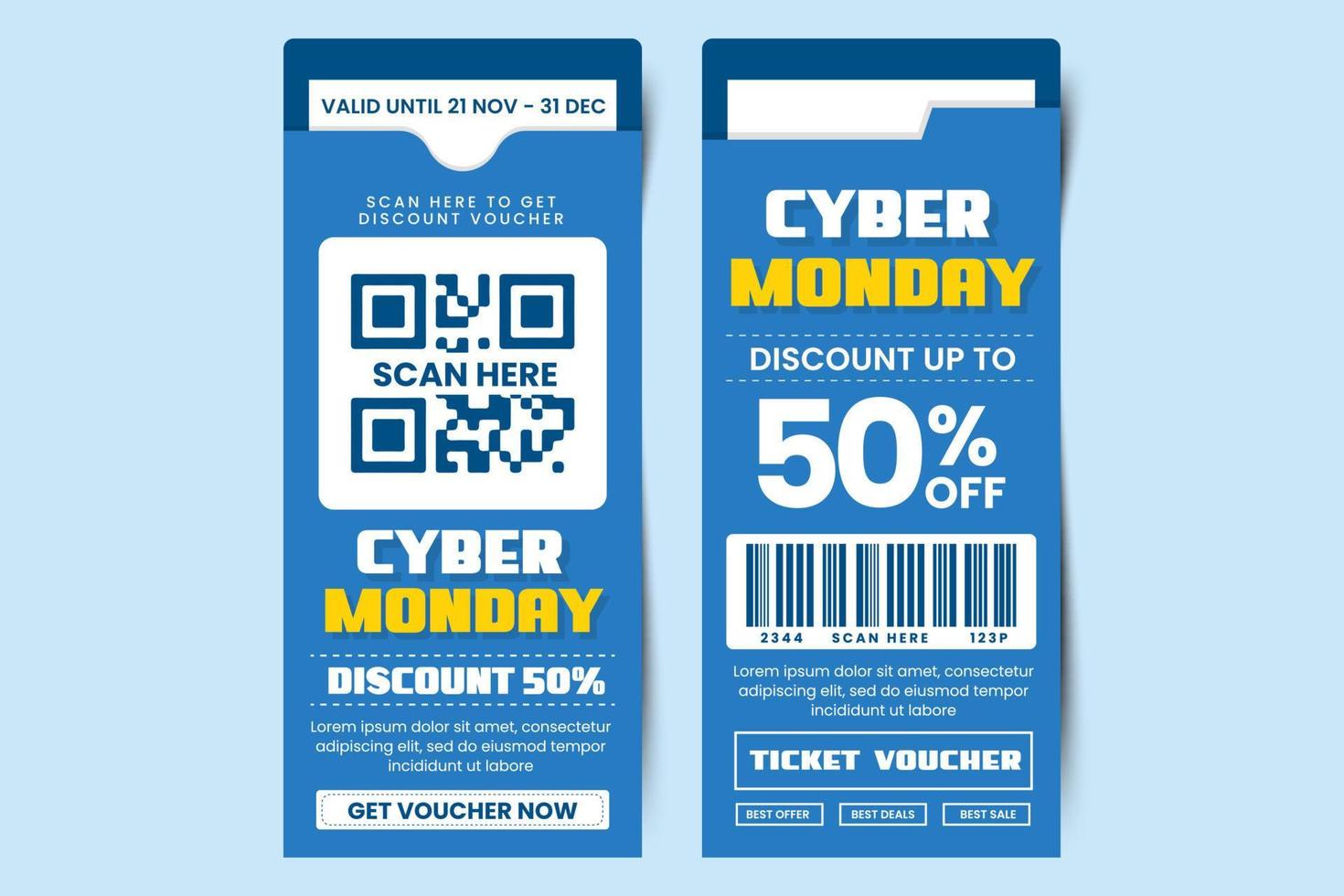 cyber maandag tegoedbon of coupon ontwerp sjabloon is gemakkelijk naar aanpassen vector