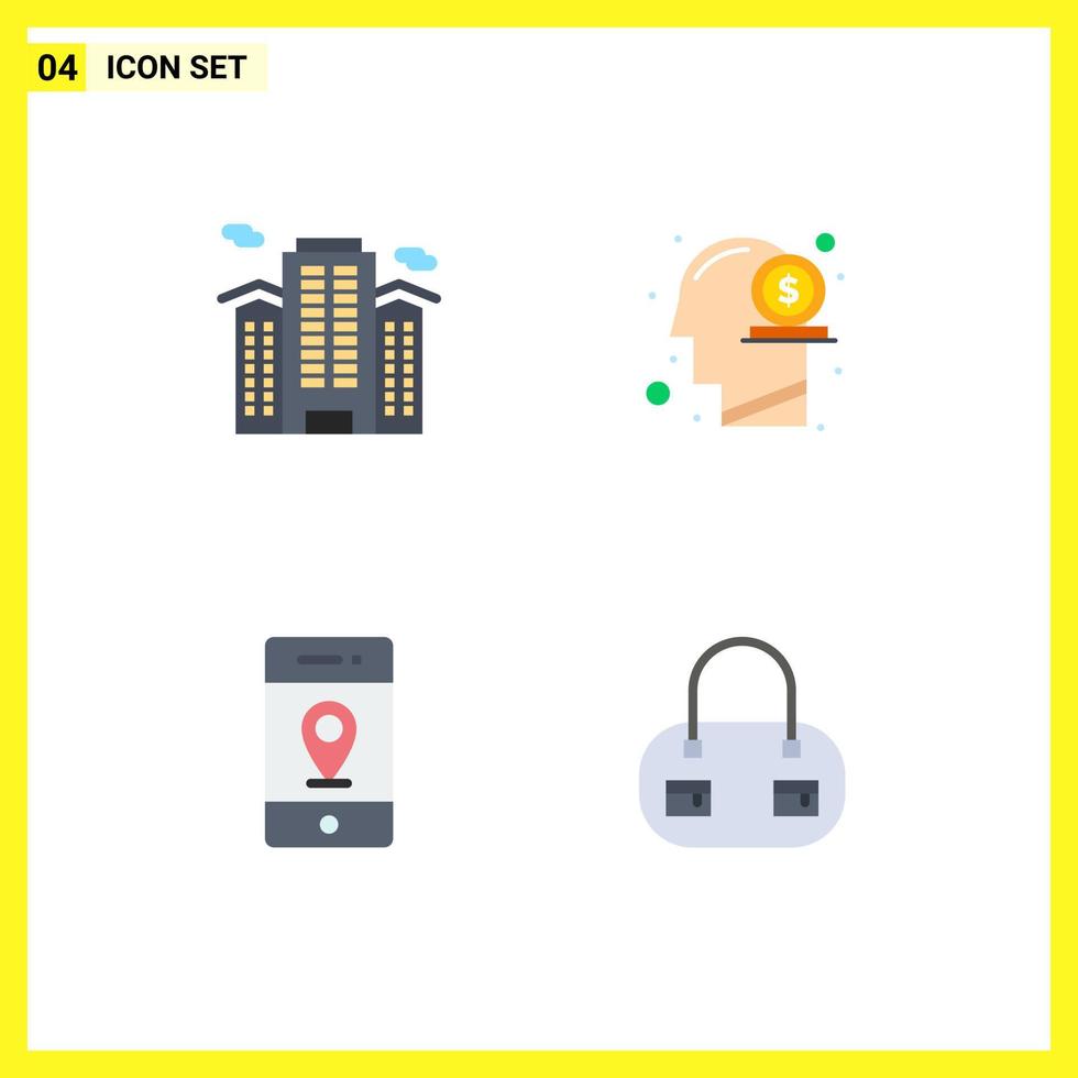 4 gebruiker koppel vlak icoon pak van modern tekens en symbolen van gebouw geld werk hoofd kaart bewerkbare vector ontwerp elementen