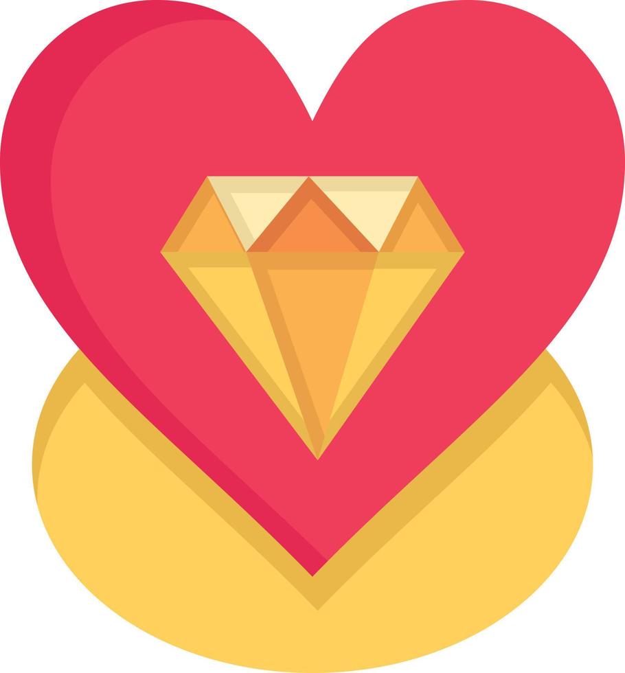 diamant liefde hart bruiloft vlak kleur icoon vector icoon banier sjabloon