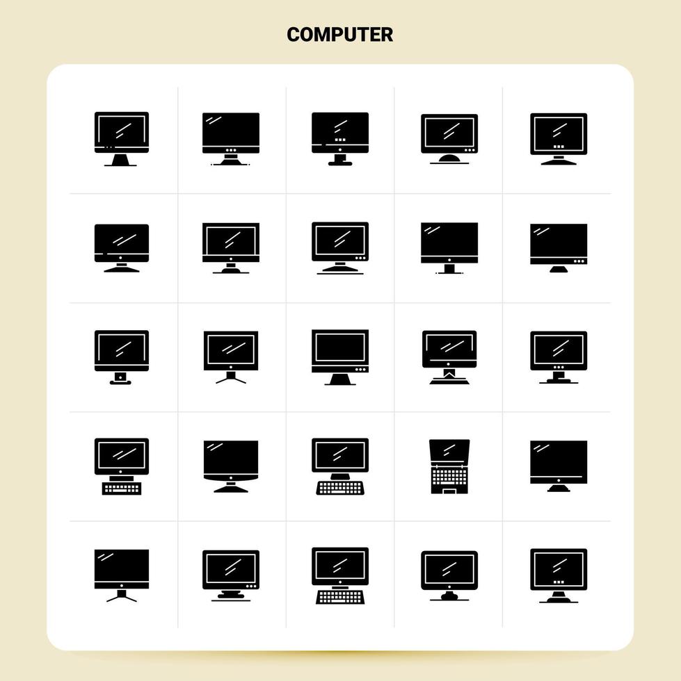 solide 25 computer icoon reeks vector glyph stijl ontwerp zwart pictogrammen reeks web en mobiel bedrijf ideeën ontwerp vector illustratie