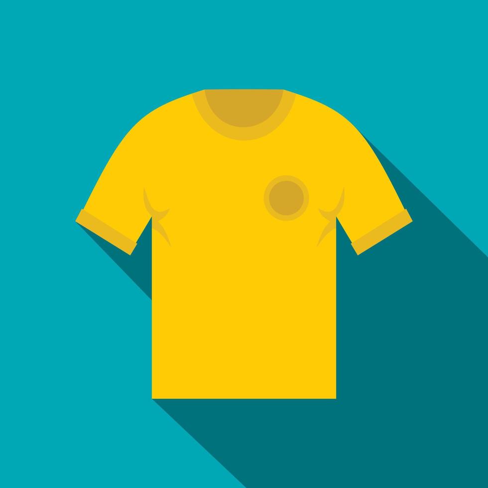 geel voetbal overhemd icoon, vlak stijl vector